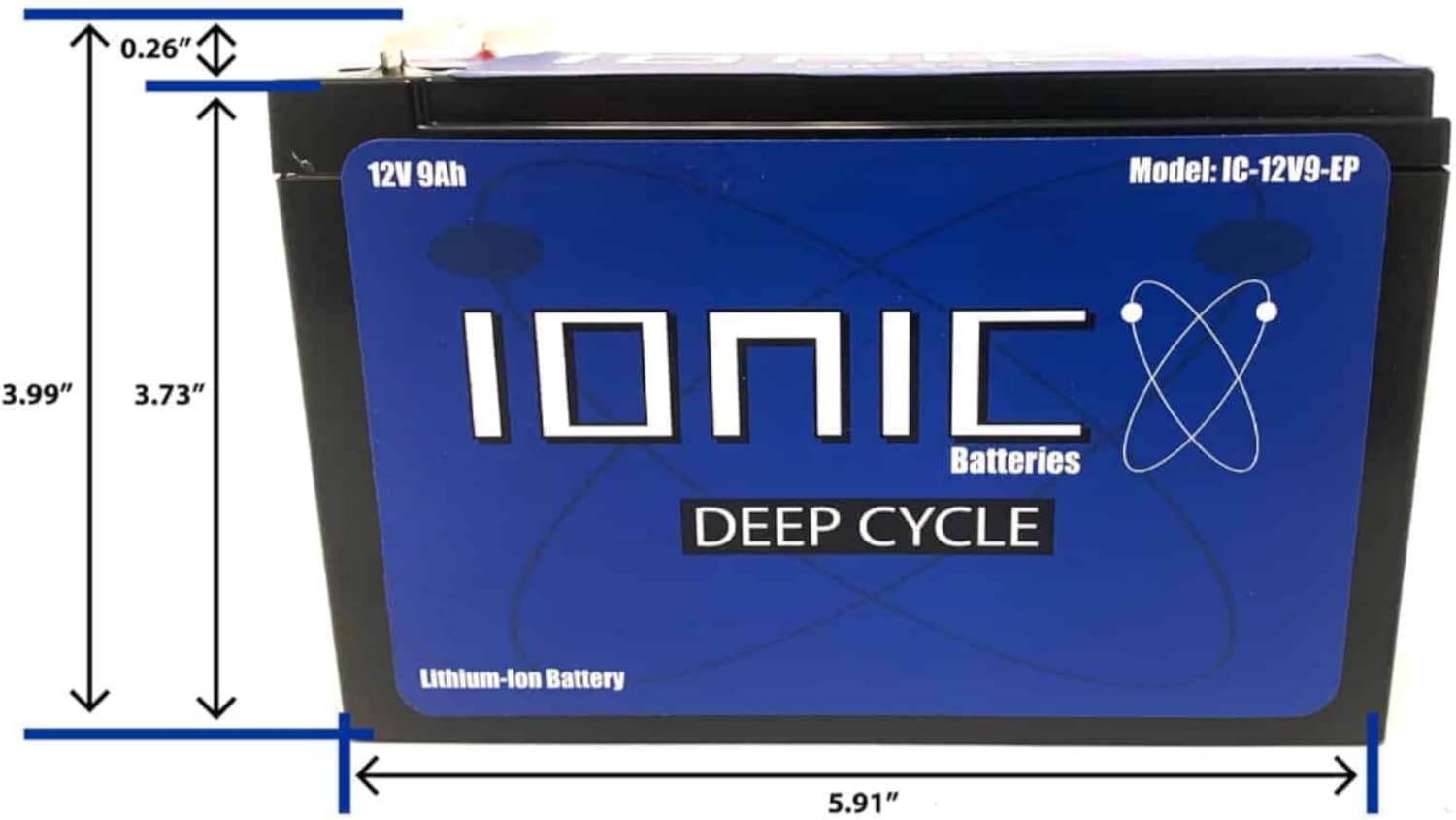 Ionic Lithium 12V 9Ah | LiFePO4 Deep Cycle Battery Basic Version (Not a Starter Battery)