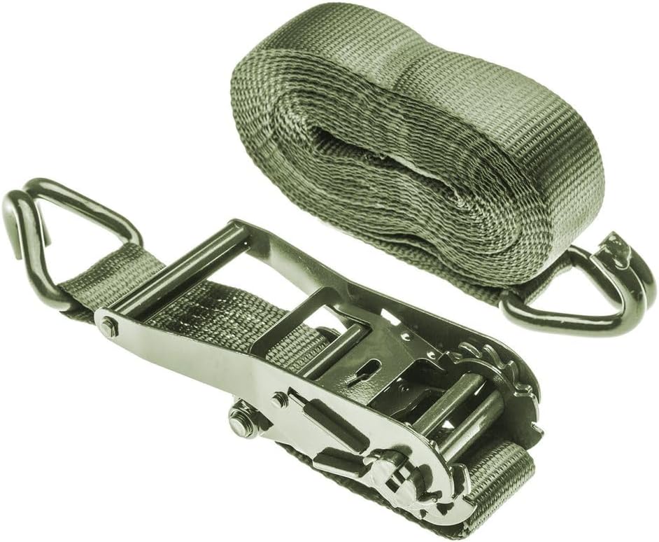 2" x 27' Army Green 10,000 lb. Ratchet Straps with J-Hook Ends (2-Pack)