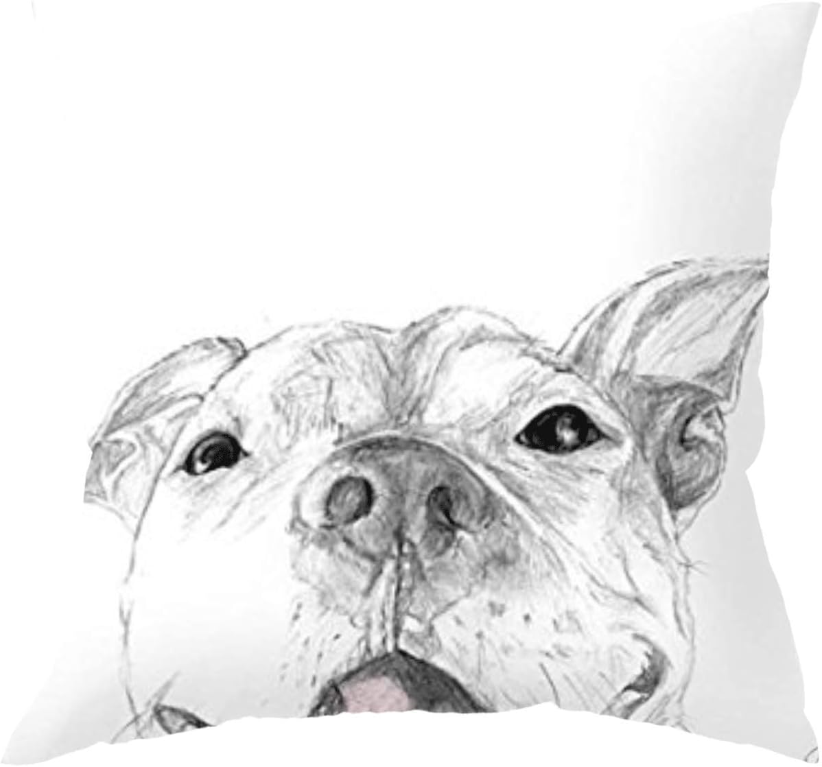 Nextchange Sketch A Smile is Worth A Thousand Words A Pit Bull Smile Dog Cotton Pillowcase for Sofa Bed Chair Car (Two Sides) Pillow Cover Size 18x18 in