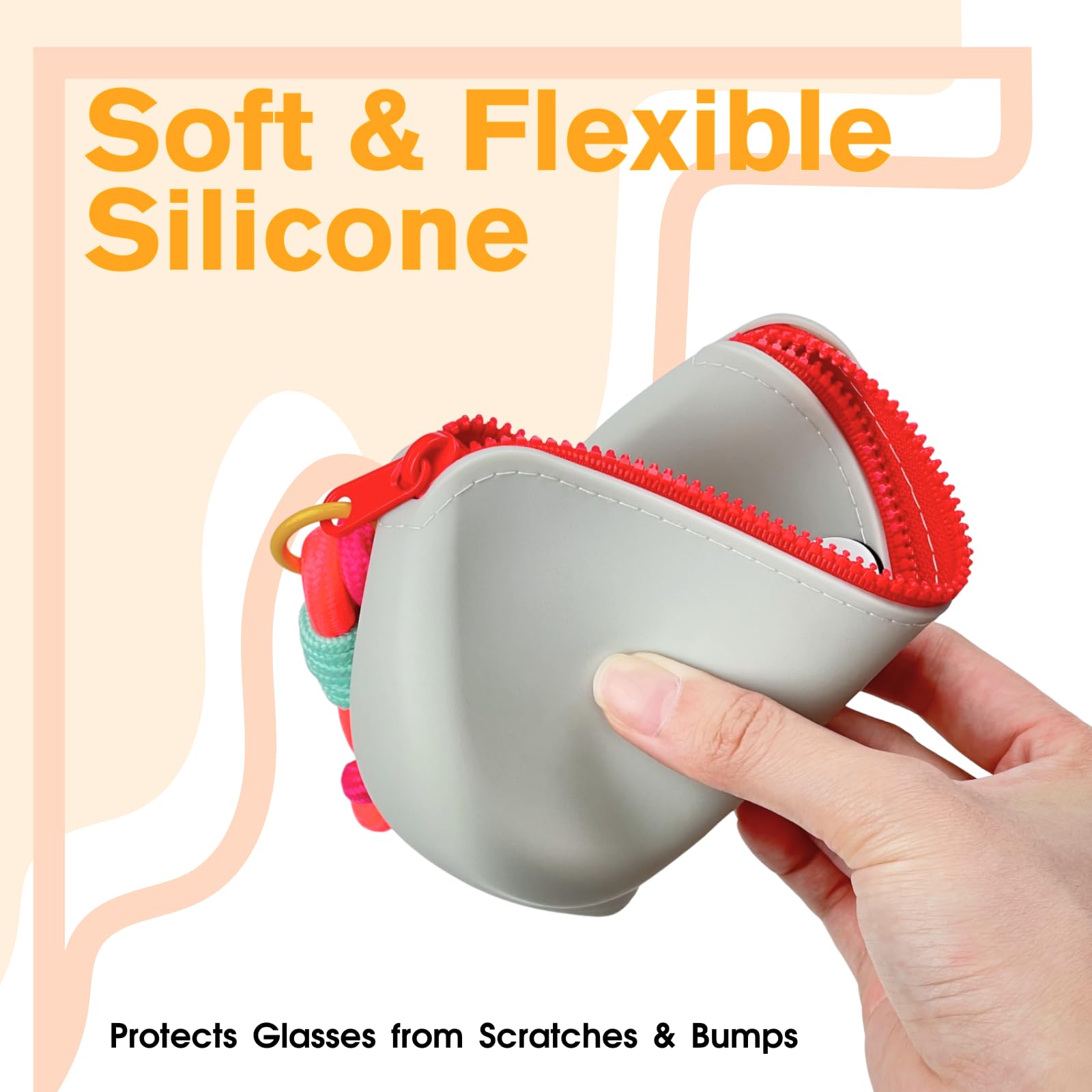 Custodia per occhiali sottile in silicone, custodia portatile morbida per occhiali da sole per donne e bambini, impermeabile e resistente ai graffi, per uso quotidiano e da viaggio