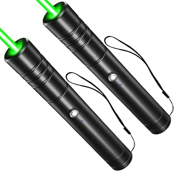 Rechargeable Green Laser Pointer - 2 Pack, High Power, Long Distance, Tactical Flashlights for Presentations and Outdoors