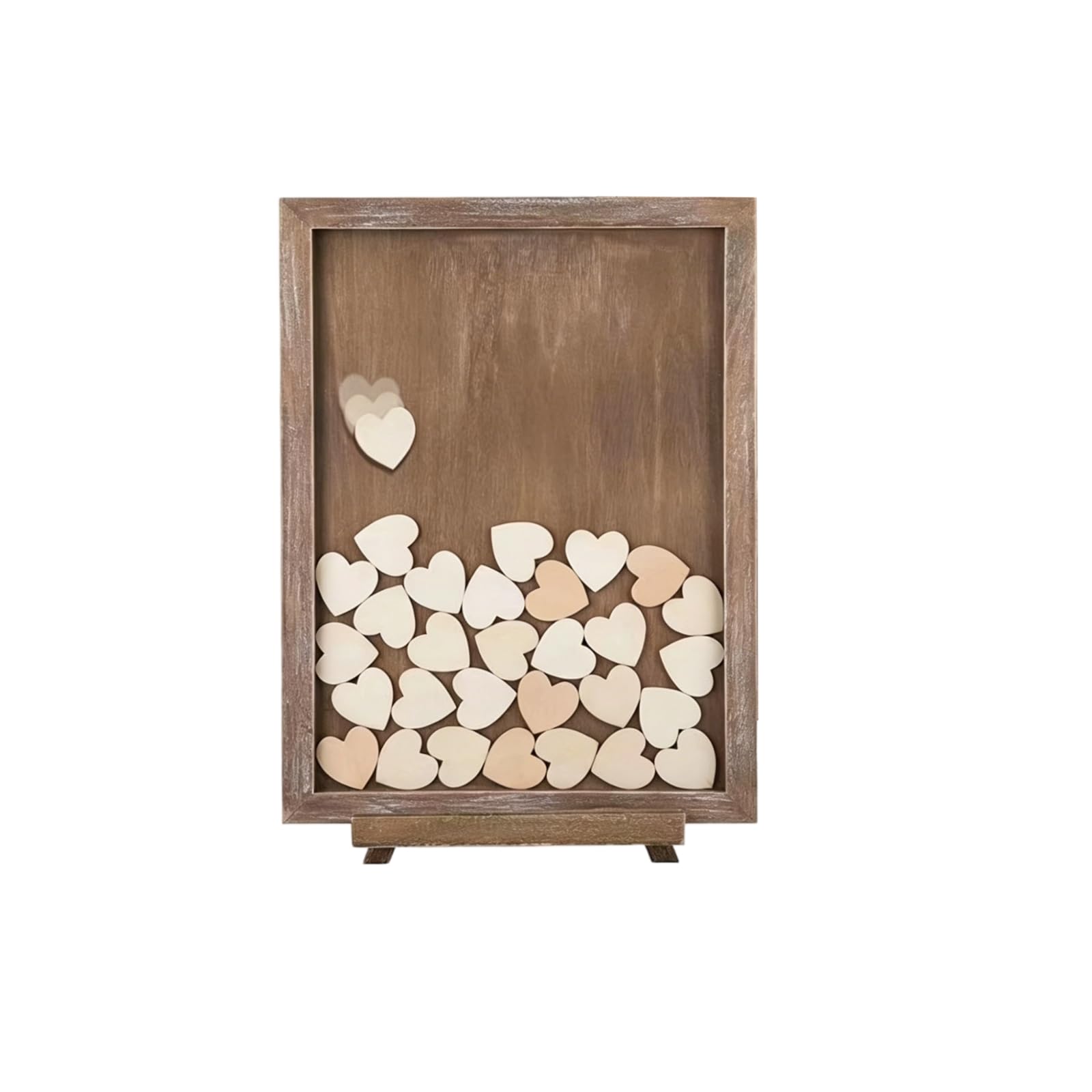 Tabletop Display Wooden Heart Sign in Book Stand Included Heart Wedding Guest Book Rustic Design Wedding Guestbook Box Romantic Design, Brown | Home & Garden | Wedding Supplies-image-39