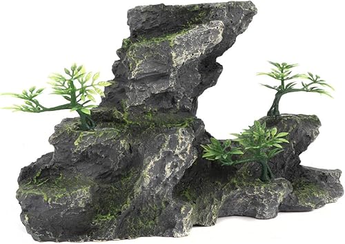 Miniatura 6 de Zerodis Adornos de acuario para acuario, vista de montaña, adorno de piedra, resina de simulación, rocalla, musgo, cueva, paisaje, artificial,