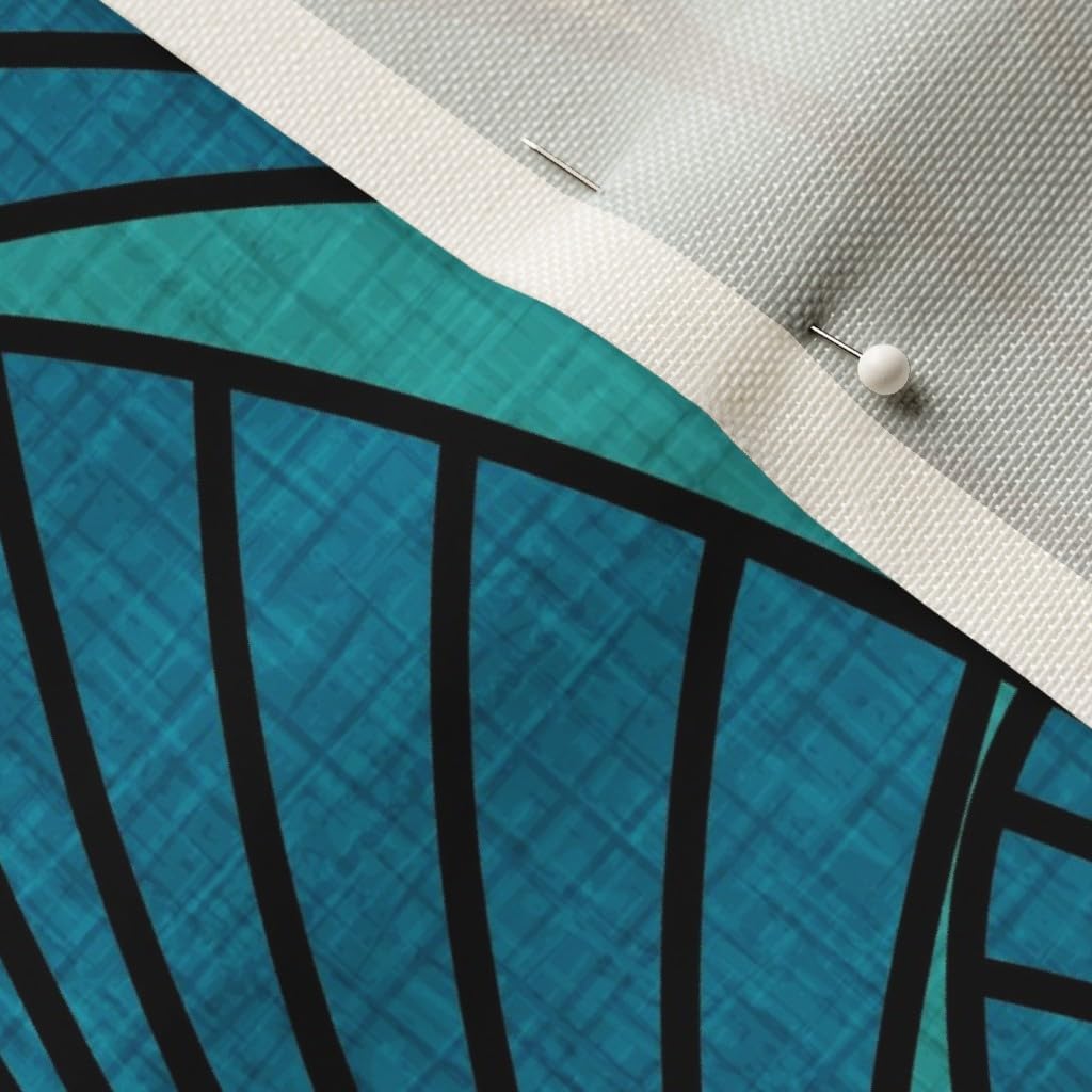 Spoonflower Fabric - Peacock Jewels Bright Blue Scallops Fans Jewel Tones Art Deco 1920s Printed on Upholstery Velvet Fabric by The Yard - Upholstery Home Decor Bottomweight Apparel