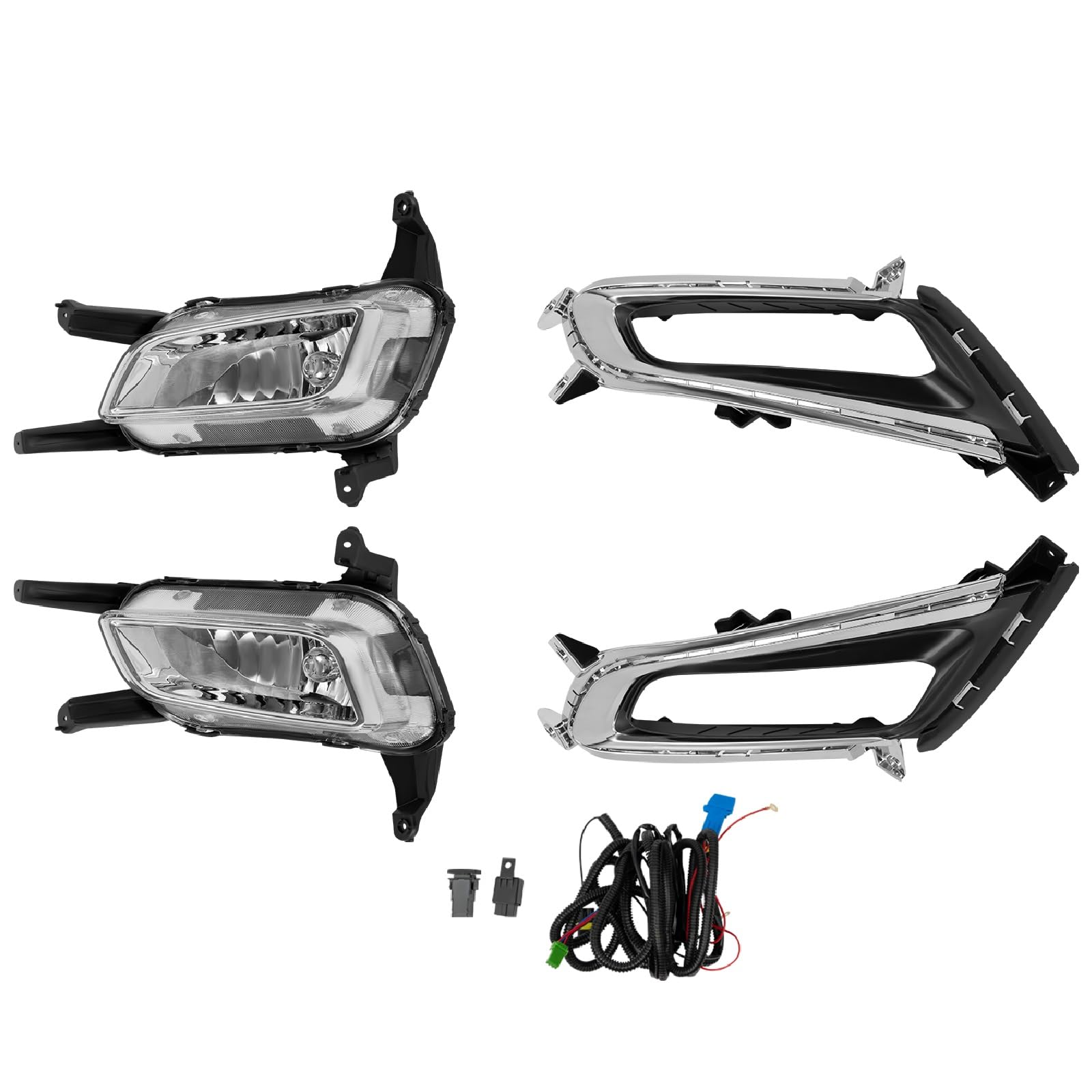 for 2014 2015Kia Optima Fog Lights, Left Driver Side and Right Passenger Side Fog Lamp Replacement Kit, Halogen Black Housing Clear Lens Fog Light