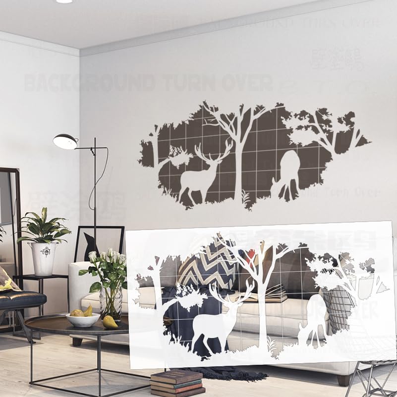 Pochoir mural 104 cm réutilisable pour rénover vos murs sans papier peint S583