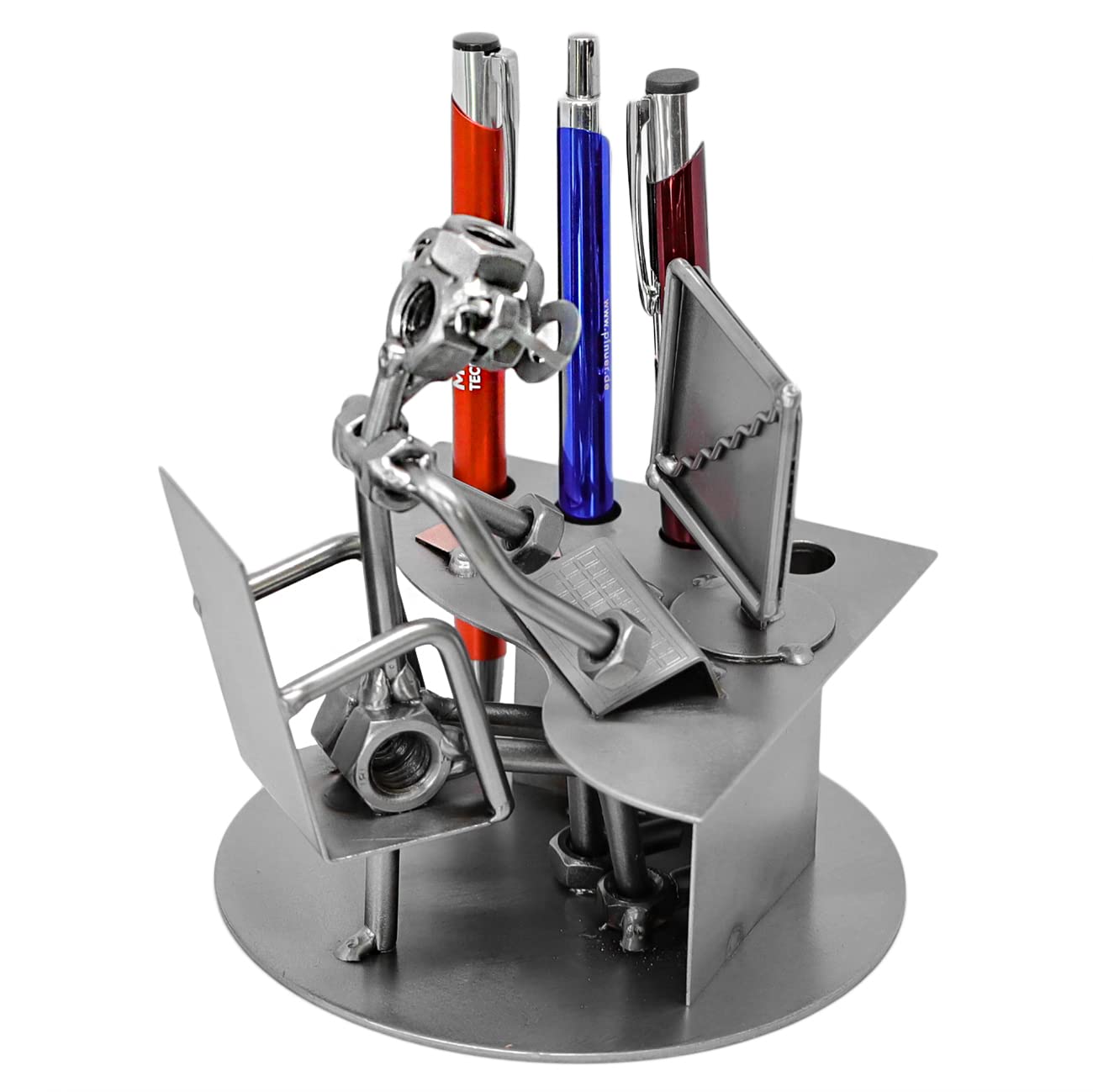 Schraubenmännchen PC BÜRO COMPUTER FREAK Organizer Stiftehalter - Handarbeit Geschenkidee Metallfigur Metallmännchen Stahlfigur Schraubenmännle - Deko für Büro & Zuhause