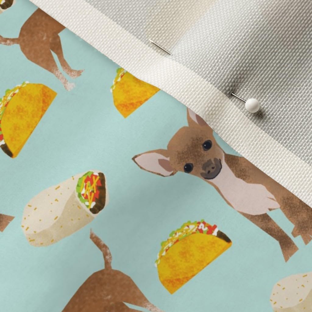 Spoonflower Fabric - Chihuahua Food Taco Dogs Pet Cute Tacos Burritos Novelty Print Printed on Upholstery Velvet Fabric Fat Quarter - Upholstery Home Decor Bottomweight Apparel