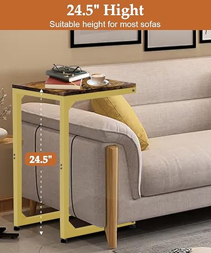 Miniatura 7 de Mesa auxiliar de mesa C con marco de metal, mesa auxiliar pequeña para sofá, mesa de bandeja de TV para sala de estar, dormitorio, mesita de noche,