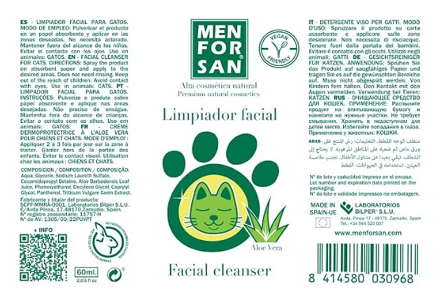 Foto 2 de 6 de MENFORSAN Limpiador Facial para Gatos
