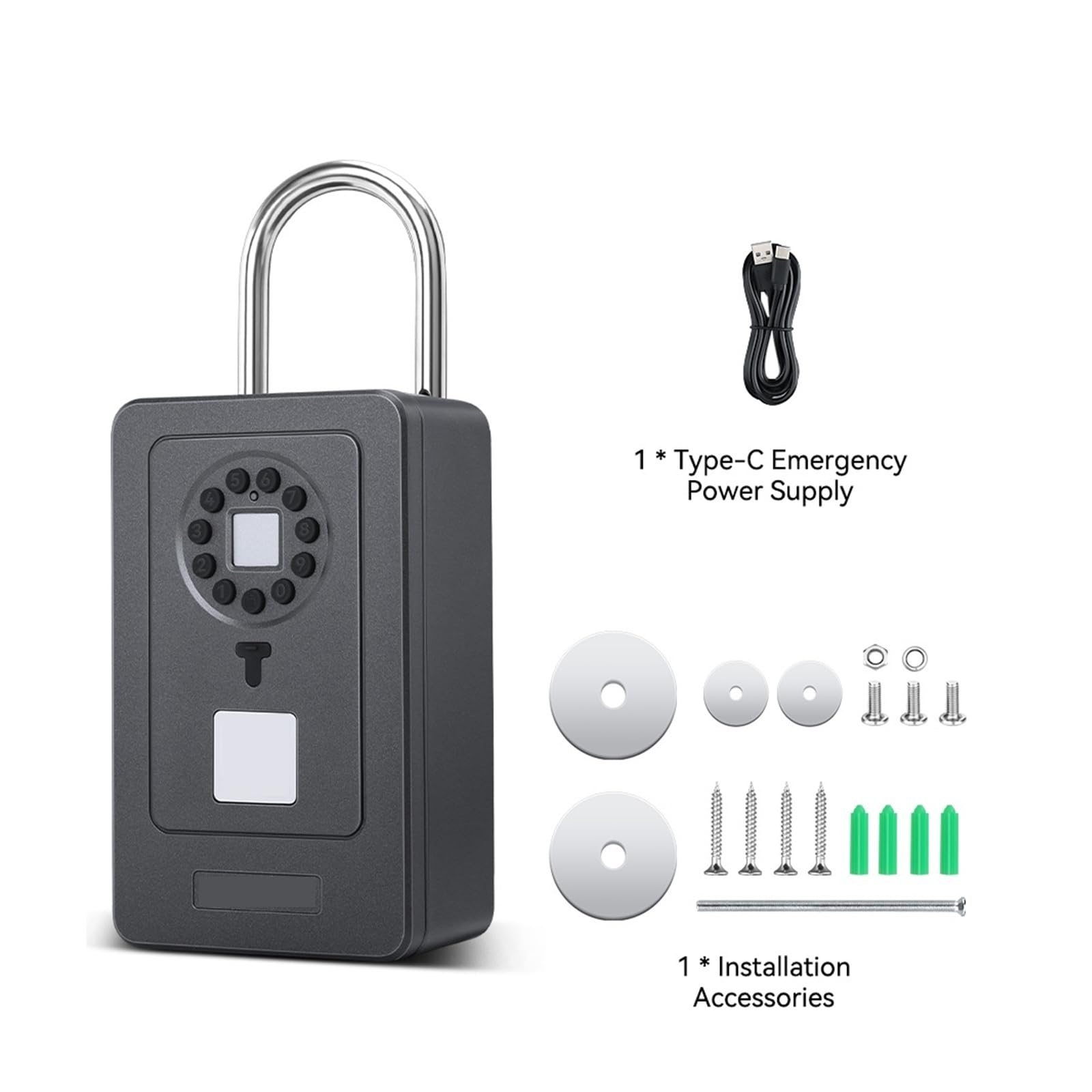 Cassaforte, Smart Key Safe Box Blocco di archiviazione for impronte digitali Cassetta sicurezza con codice password a 6 cifre Funziona