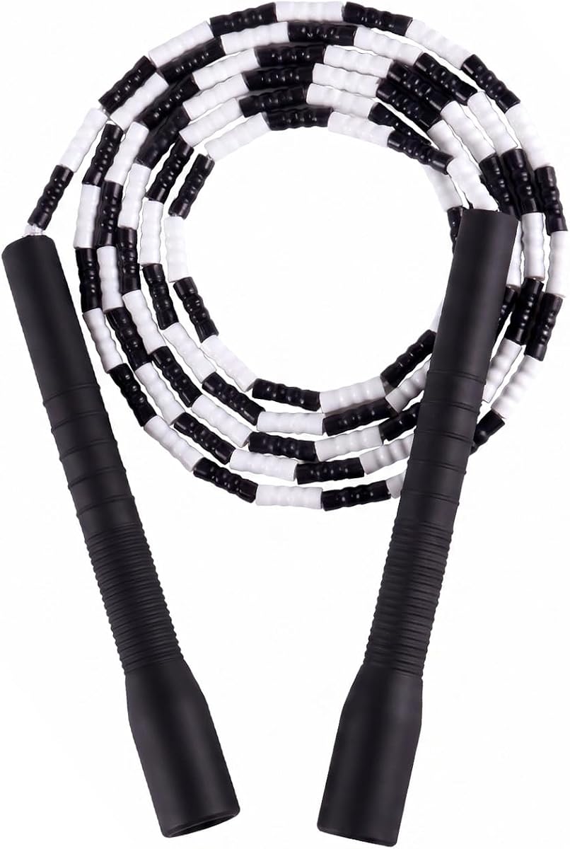 YUEDONG Beaded Jump Rope, 20cm Handles, Soft TPU Beads, Rhythmic Click | Luke Boon collaboration, soft TPU beads, 20cm handles, rhythmic click feedback, tangle-free design, for freestyle and fitness