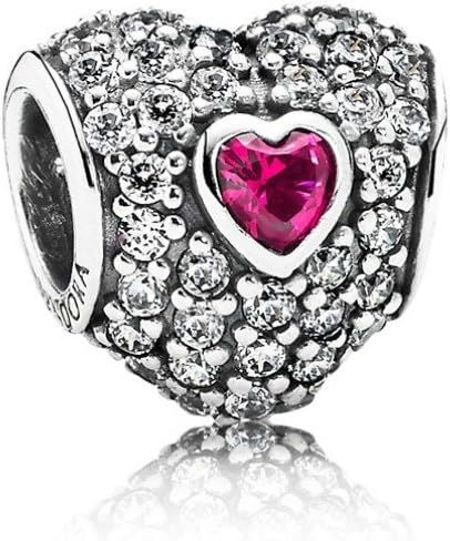 Pandora Heart with Zirconia and Synthetic Rubies Charm in 925 Sterling Silver, 791168SRU