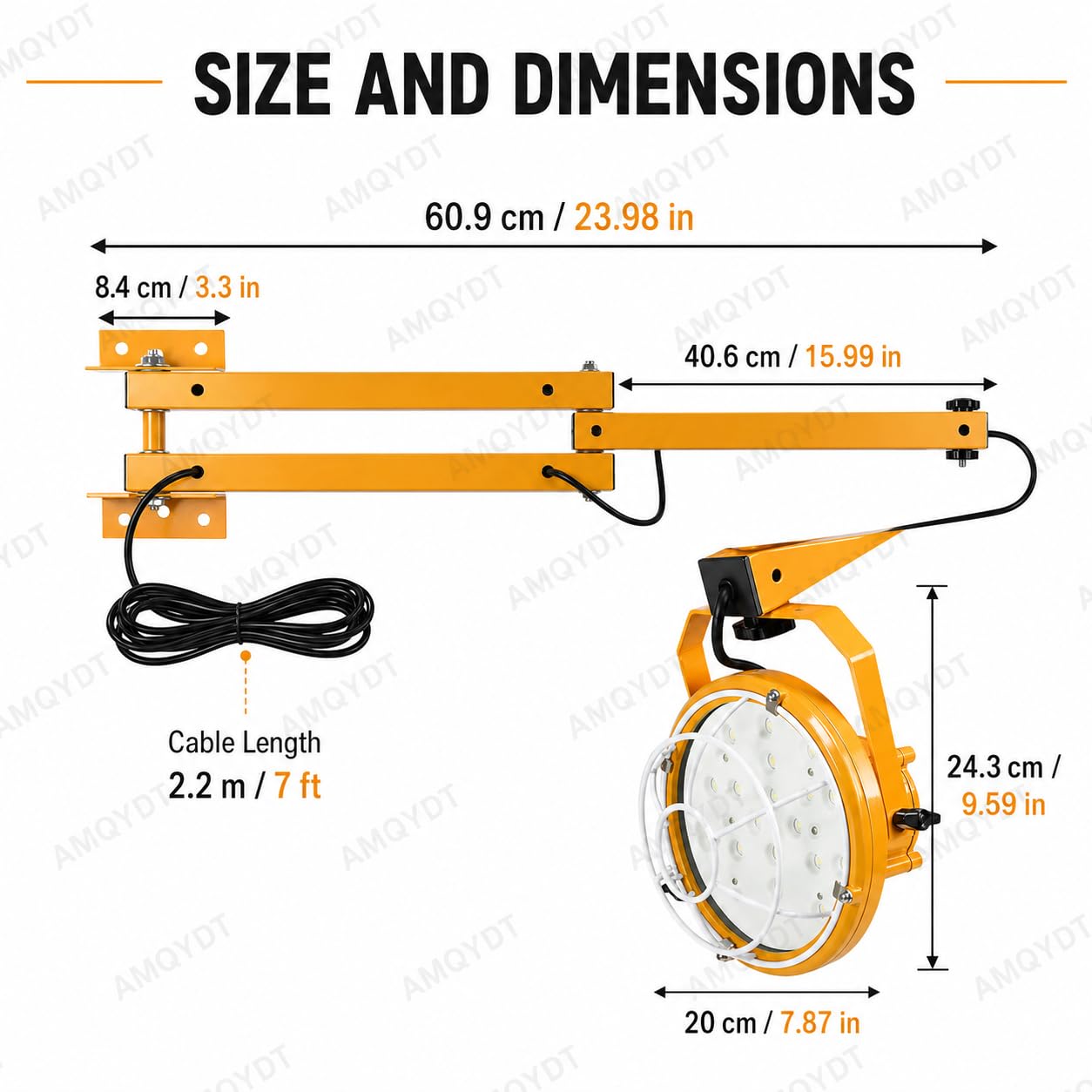 Lampa Do Rampy Załadunkowej Led Z Ruchomym Ramieniem O Mocy 6000 Lumenów, 40-calowym Podwójnie Składanym Ramieniem, Głowicą Obrotową O 360° I Obudową O Klasie Szczelności Ip65 Do Przyczep,