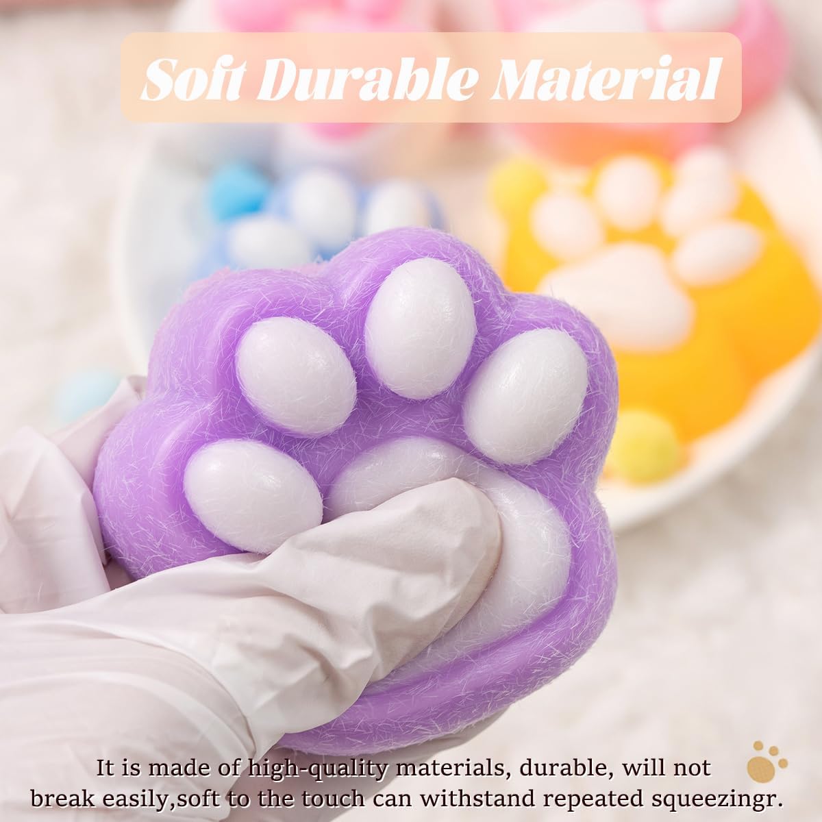 5 Pcs Taba Squishy Cat Paw Squeeze Toys, Cute Cat Paw Squishy Toys Set for Stress Relief, Soft Jelly Kitty Squeeze Fidget Toys, Sensory Fidget Decompression Toy for Adults