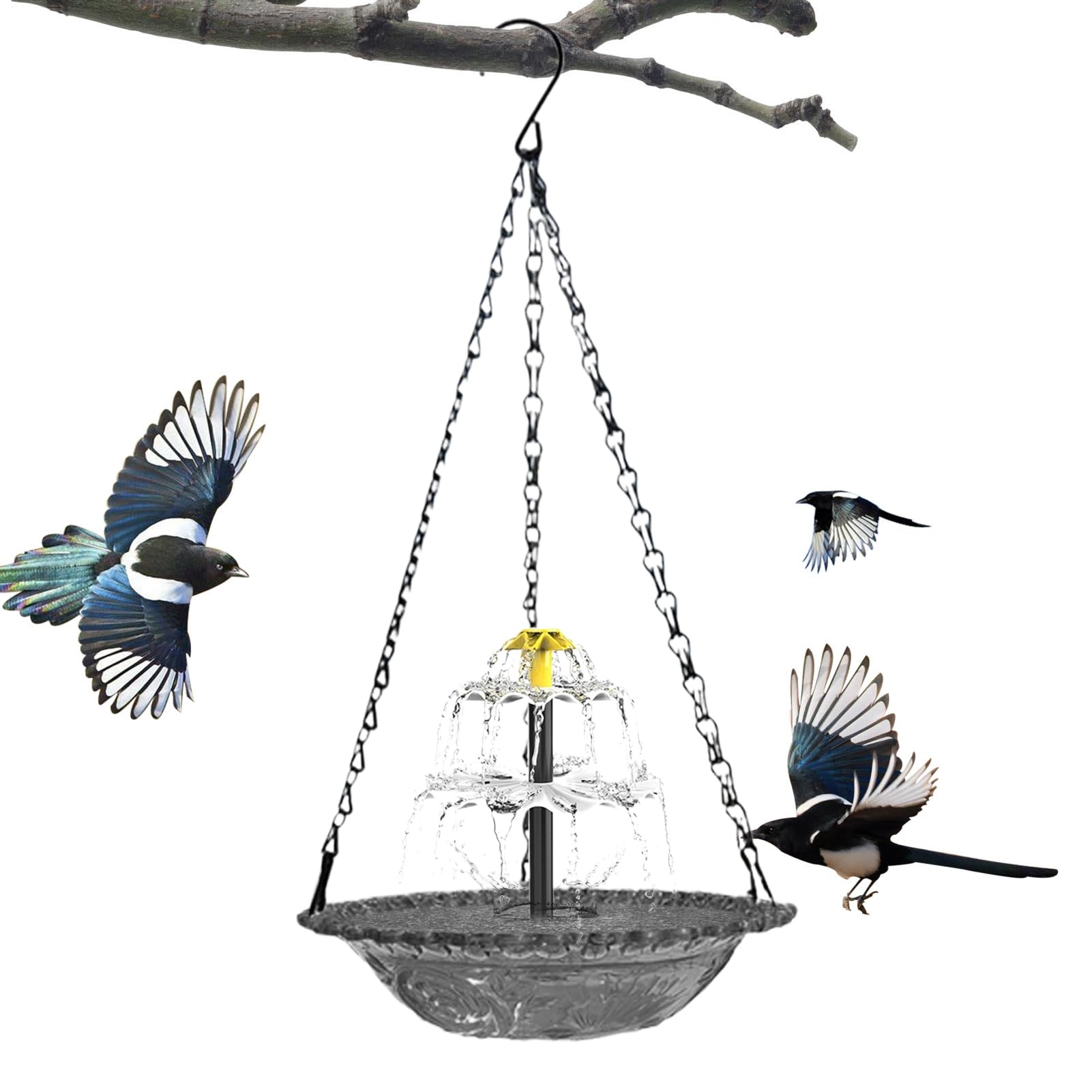 Solar Fountain for Bird Bath, Solar Cascade Hanging Birds Bath for Garden, 2026 New Solars Water Pump Bird Baths Fountain Bowl, Novelty Solars Water Feature Birdbaths for the Garden Decor
