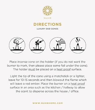 NUHR Home Dubai Luxury Oud Incense Cones, Natural Agarwood with Saffron, Apple, Vanilla and Musk Notes/20 Strong Scented Cones/Bakhoor alternative/Lasting Fragrance Aroma Natural Agarwood.