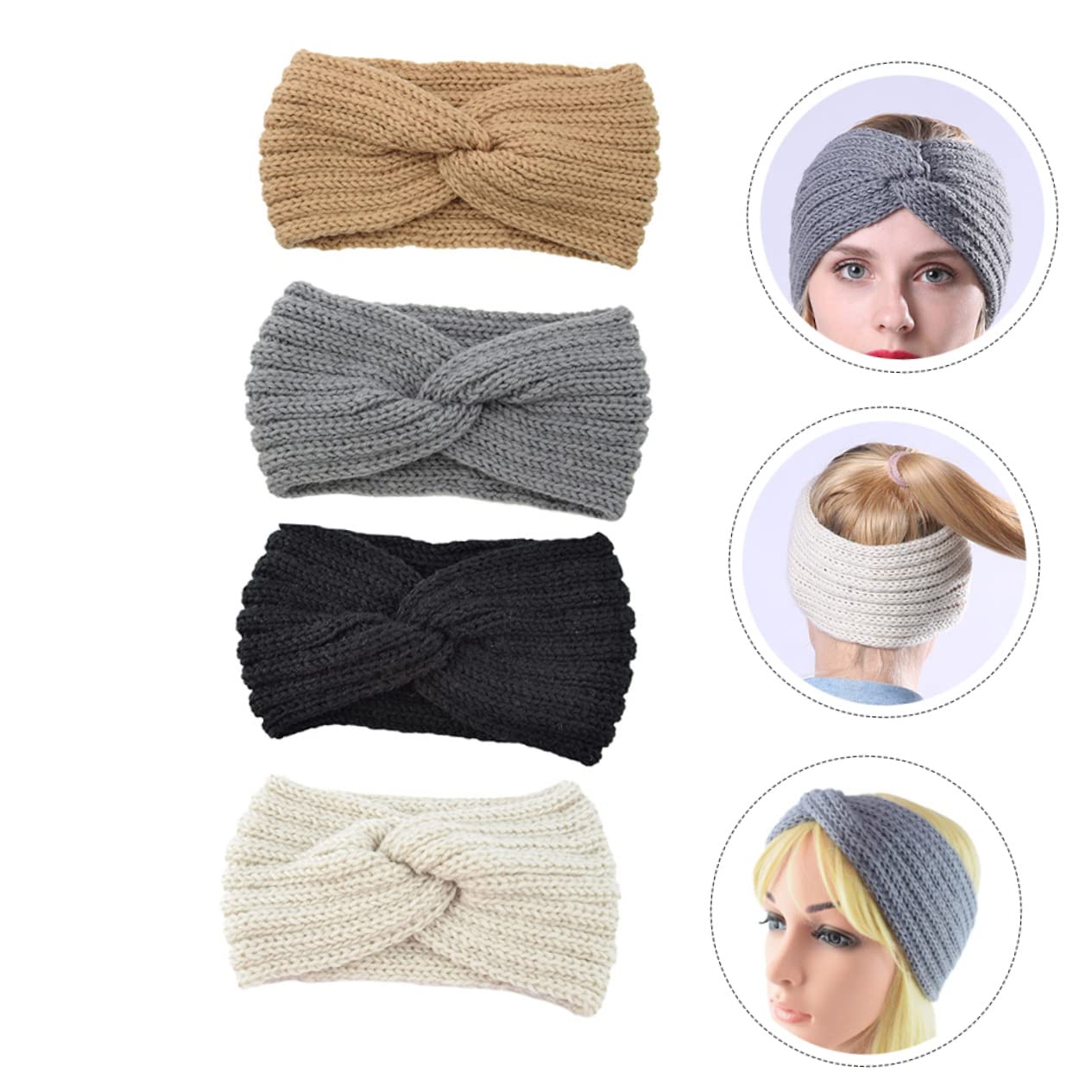 minkissy 8pezzi Fasce Per Femminili Maglia Larghe Accessori Caldi Per Orecchie Fasce Fatte Mano Per Inverno Comfort e Stile Per Ogni Outfit