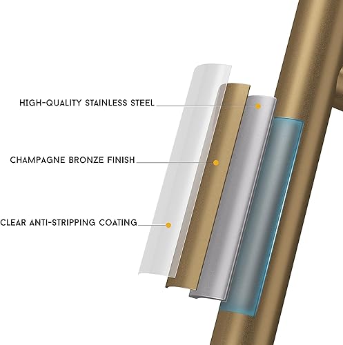 Miniatura 3 de Haliwu Paquete de 10 tiradores de gabinete, tiradores de gabinete de bronce champán, manijas de gabinete de latón antiguo de 4 pulgadas, manijas de