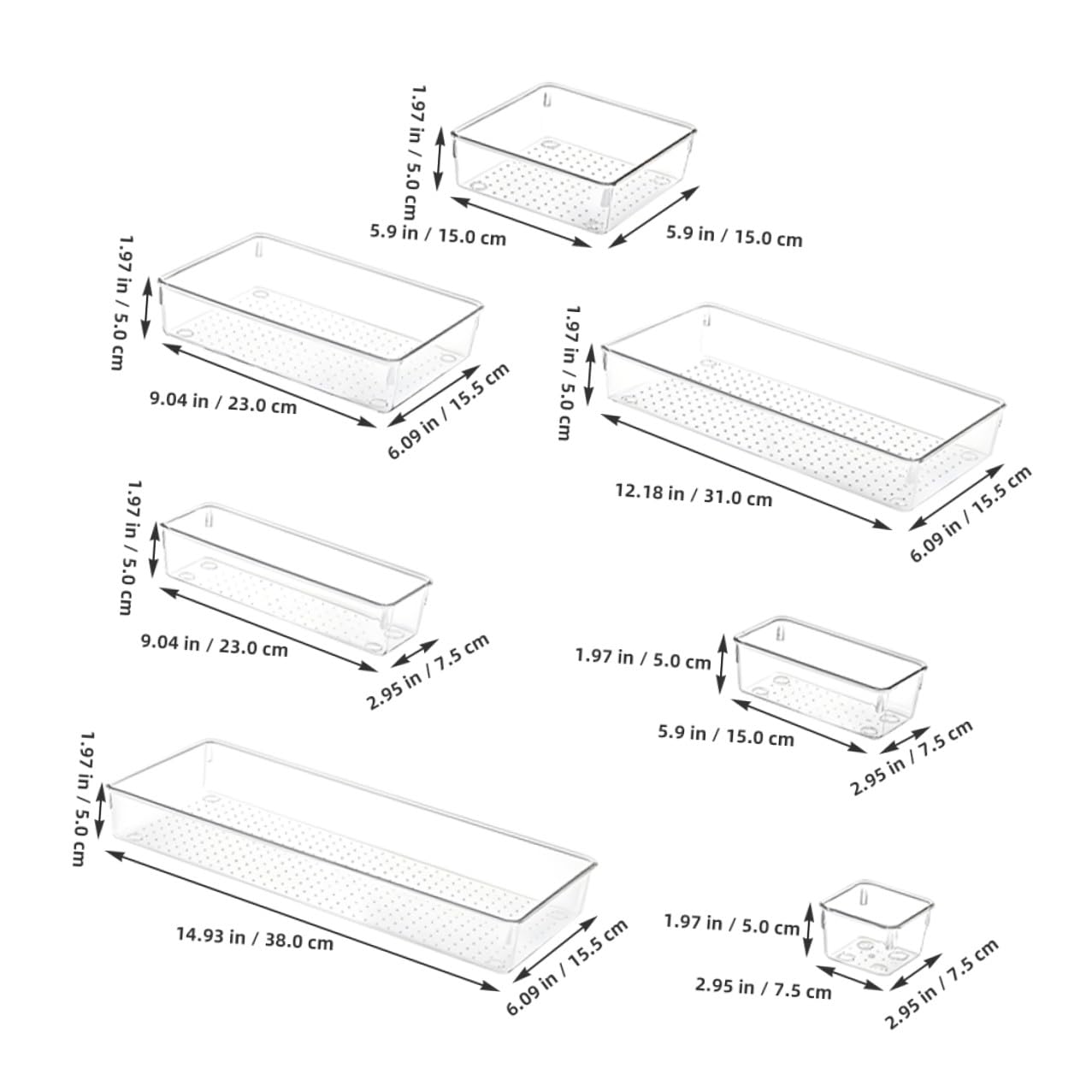 Sewroro Cajas de Almacenamiento Transparentes Bandejas Organizadoras para Maquillaje Joyas y Utensilios de Cocina para Baño y Escritorio