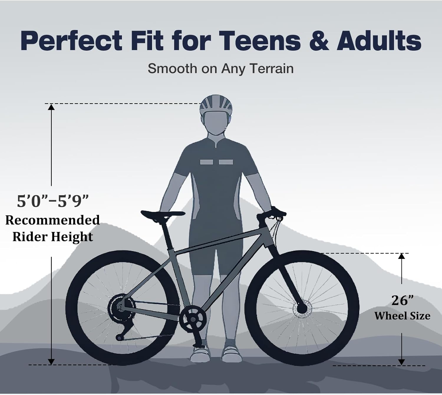 Convend 26 Inch Mountain Bike for Adults & Teens, 21-Speed Pro Gear with Twist Shifter, Dual Disc Brakes & Front Suspension Fork, All-Terrain Tires for City & Trail Riding, Grey