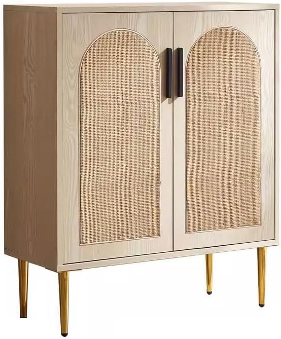Sideboard Cabinet Solid Wood Color Wall Storage Cabinet Solid Wood Sideboard Home Bathroom Storage Cabinet Rattan Coffee Bar Cabinet Sideboard Cabinet with Drawers(S:80 * 35 * 95cm)