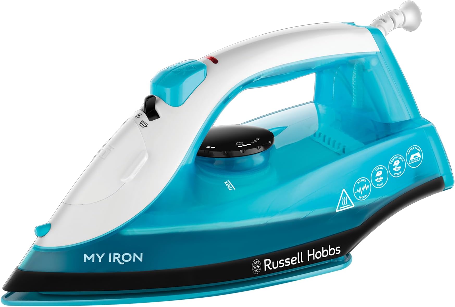 Russell Hobbs My Iron Steam Iron Ceramic Base, 260 ml Water Tank, Self-Cleaning Function and Two Metre Power Cord, 1800 W, Blue and White, 25580
