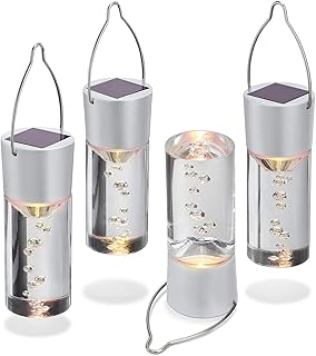Esotec Solar Hängeleuchtenset Smart Sticks, 4er Set, Hängeleuchte, Lampion, Luftblasen, hängend, stehend, Baumlicht, Gartenbeleuchtung, outdoor, IP44, wetterfest, warmweiß, außen, 102117