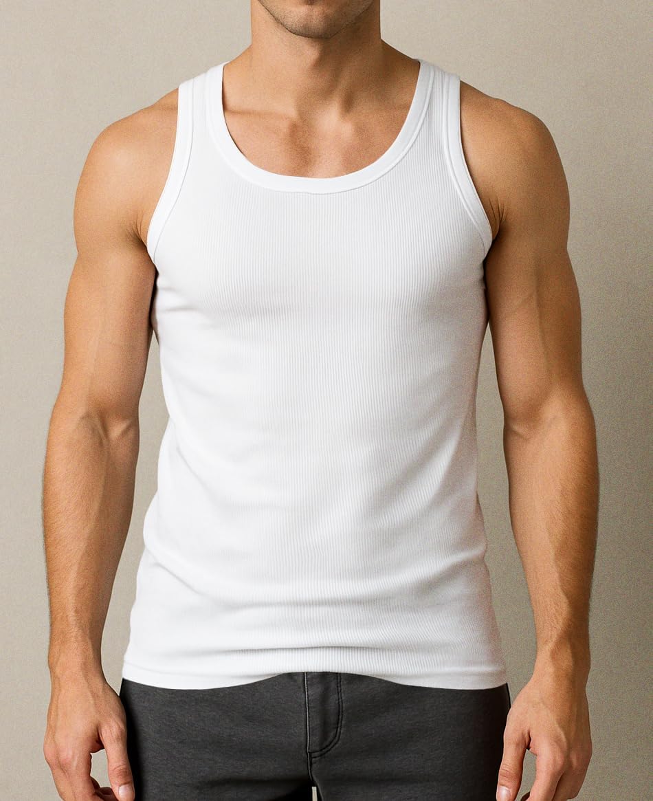 Andrew Scott Men's A Shirt Tanks | Cotton Tank Top Athletic Undershirts | Multi Packs & Colors - Image 2