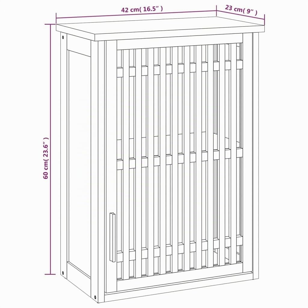 vidaXL Armoire Murale, Placard avec Rangement, Armoire Suspendue avec Porte, Meuble de Salle de Bain Toilette, Bois Massif de Noyer