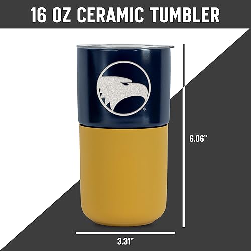 Miniatura 38 de Rico Industries NCAA Miami of Ohio Redhawks - Vaso de cerámica de 16 onzas con agarre de silicona, grabado láser profundo, diseño de color negro