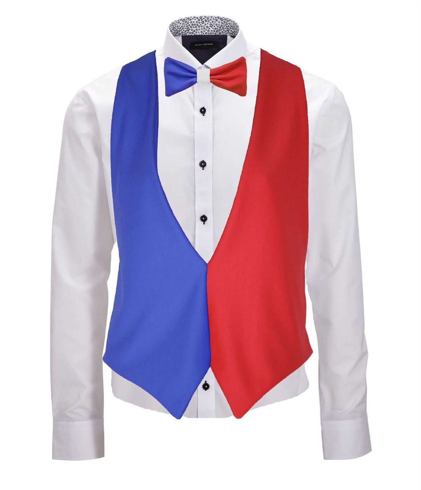 The Dragons Den Adults National Flag of France Backless Waistcoat & Bowtie French Bastille Day Supporters Fancy Dress [L-XL]