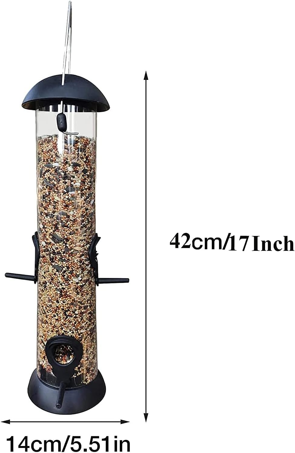 Bird Feeder Hummingbird, Hanging Tube Bird Feeder, Large Clear Round Bird Feeder, No Mess, Weather Resistant, Indoor & Outdoor Use