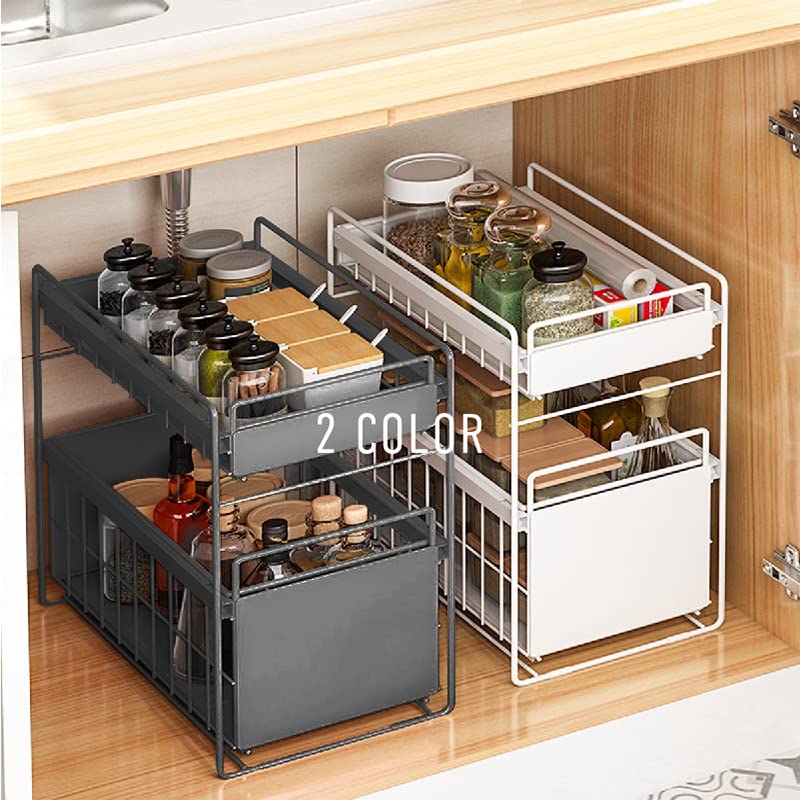 Amazon｜シンク下 収納 スライド キッチン ラック 引き出し 2段 ワゴン