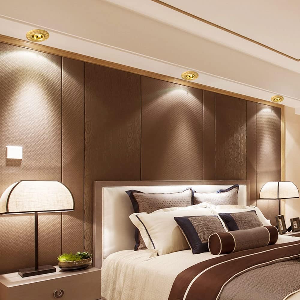 4 Pack LED Recessed Ceiling Light Dimmable Retrofit LED Recessed Lighting Fixture, 5W, 7W, 10W, 12W Retrofit Kit Chinese Brass LED Can Lights Aisle LED Can Lights