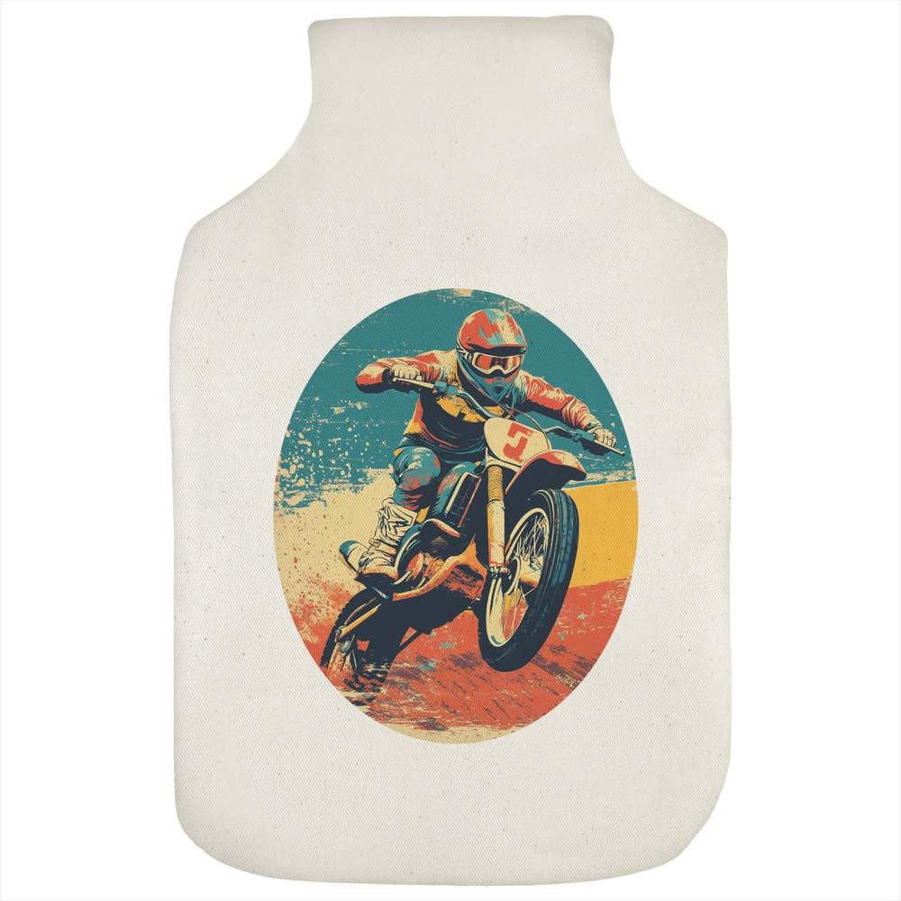 'Retro Dirt Bike Rider' Hot Water Bottle Cover (HW00038517)