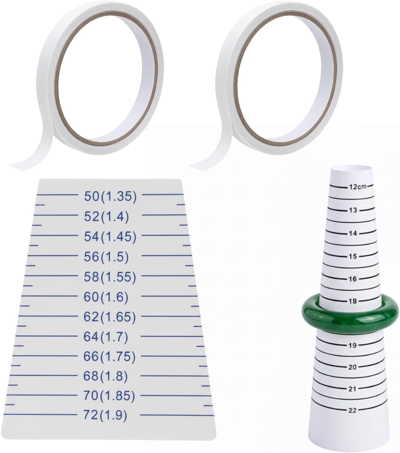 2 Measuring Tools with 2 Rolls Double-Sided Tape, Bracelet Sizer and Mandrel Set, Precise Bracelet Measuring Tool for Jewelry Making