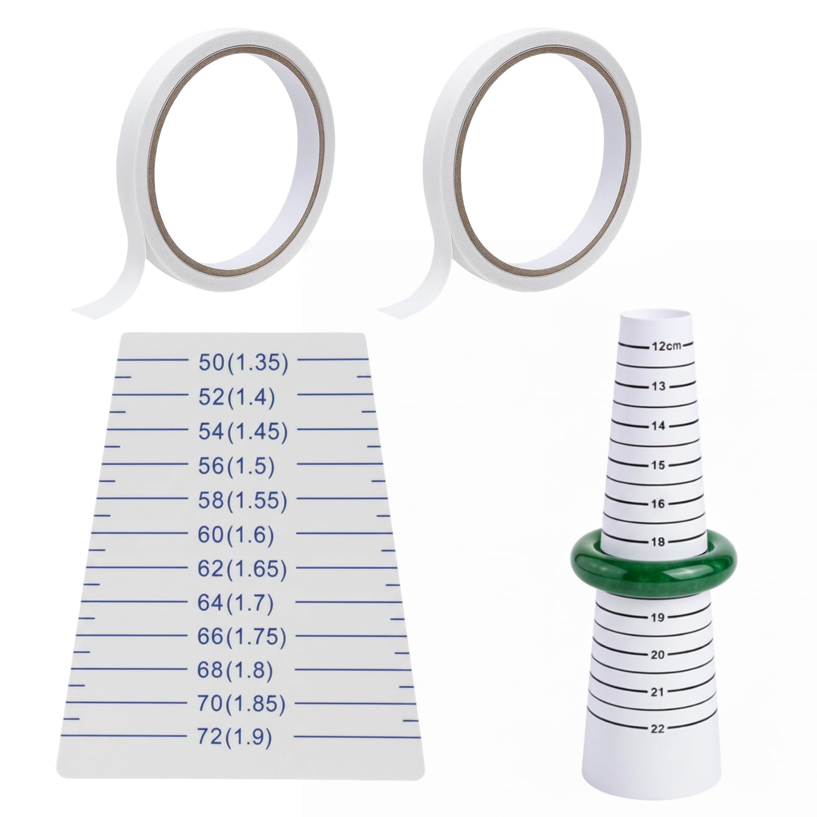 2 Measuring Tools with 2 Rolls Double-Sided Tape, Bracelet Sizer and Mandrel Set, Precise Bracelet Measuring Tool for Jewelry Making