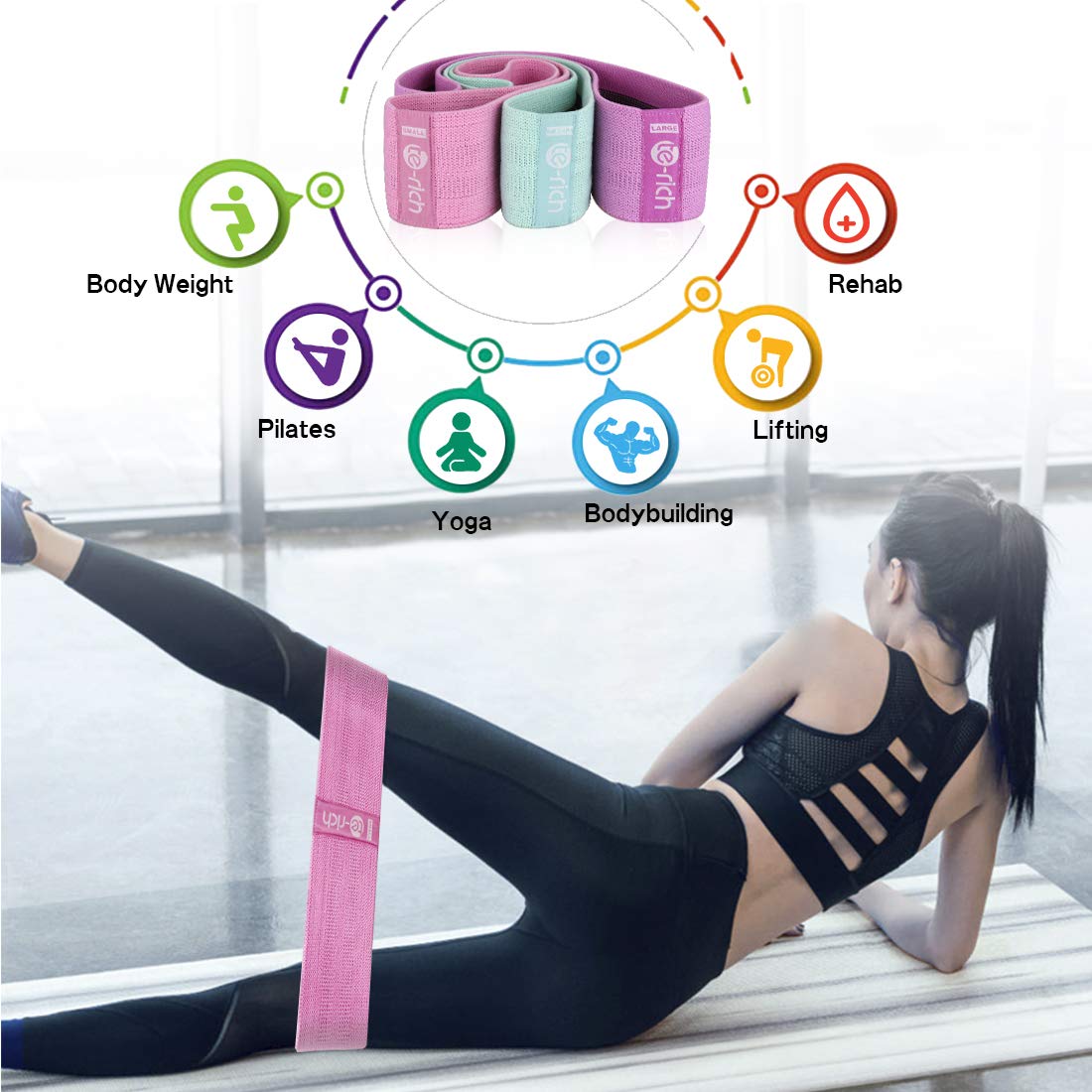 Te Rich Fabric Resistance Loop Exercise Bands Cloth Booty Training