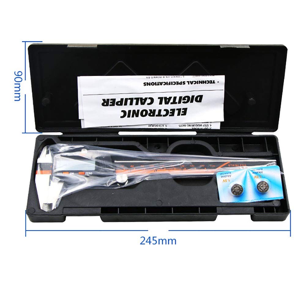 Calibradores Vernier Medidor Calibrador Digital Pantalla Digital Regla electrónica de Acero Inoxidable de Alta precisión Calibradores Digitales (Plata, 150 mm), Calibradores (Plata 150 mm)