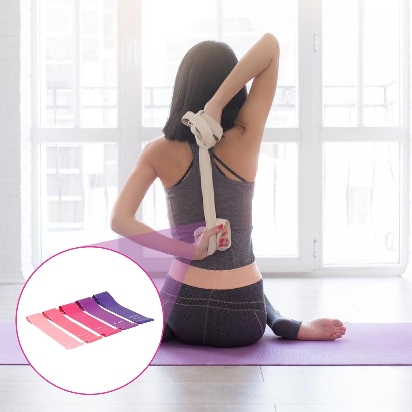 Leikurvo Kit de Pilates Essential de 13 pièces pour femme avec balle de Pilates, bandes de résistance, chaussettes, anneau de Pilates et accessoires pour étirement et fitness (rose)