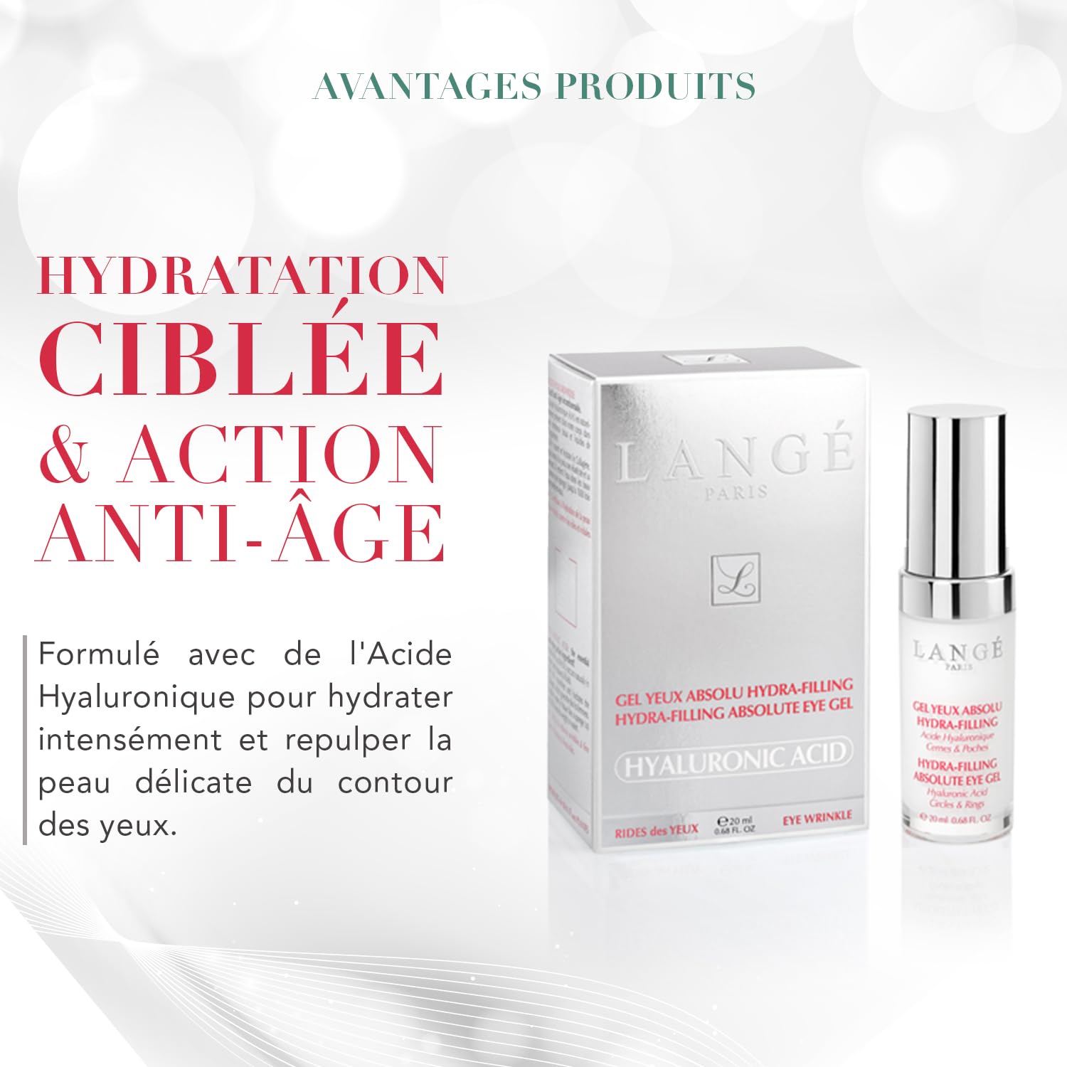 Lange Hydra-Filling Magic Eye Cream - Contorno de ojos nutrido, regenera y calma - Proporciona elasticidad y firmeza a la piel - Protege la piel contra efectos nocivos - Fórmula de ácido hialurónico