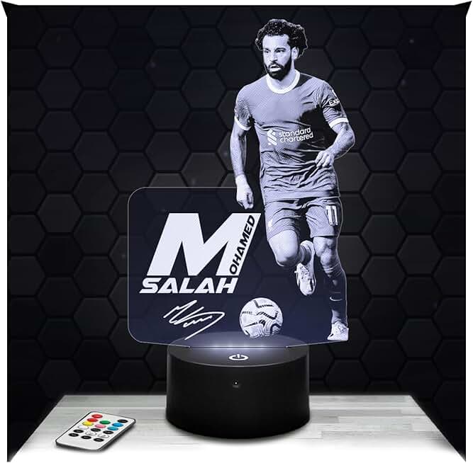 Lampephoto.fr - M. Salah Football 3D Lamp, Night Light 3D LED Illusion Lamp, Football Player, Sports Object Athlete, Gift idea for Sporty Men, Night Light for Children's Bedroom, Gift idea for Boys