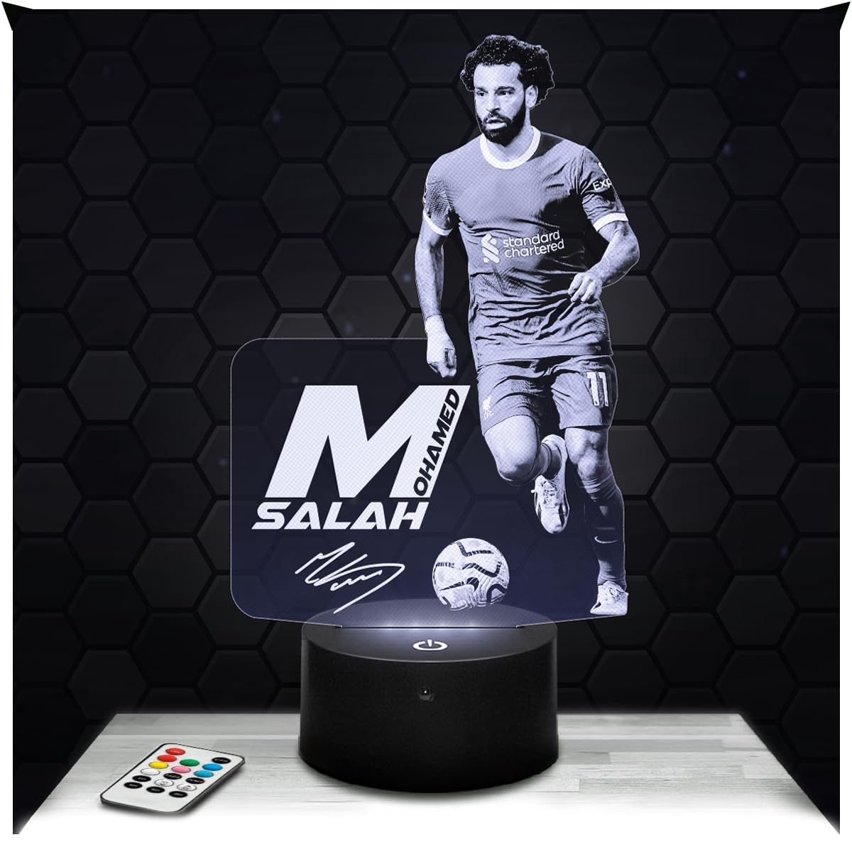 Lampephoto.fr - Mohamed Salah Football 3D Lamp, Night Light 3D LED Illusion Lamp, Football Player, Sports Object Athlete, Gift idea for Sporty Men, Night Light for Children's Bedroom, Gift idea