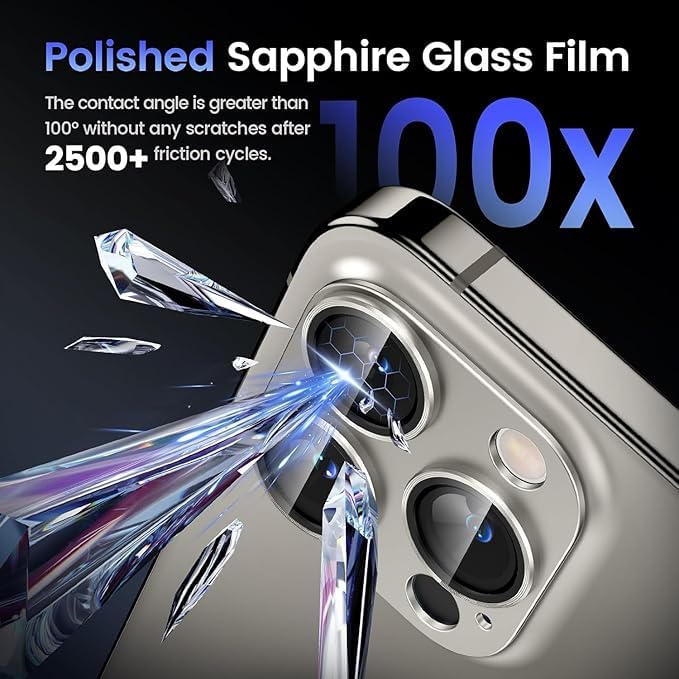Image of Camera Lens Protector for iPhone 16 Pro /16 Pro Max | [Drop Protection] Tempered Glass | Metal Ring | Case Friendly | Scratch Resistant | Easy Installation (GREY)