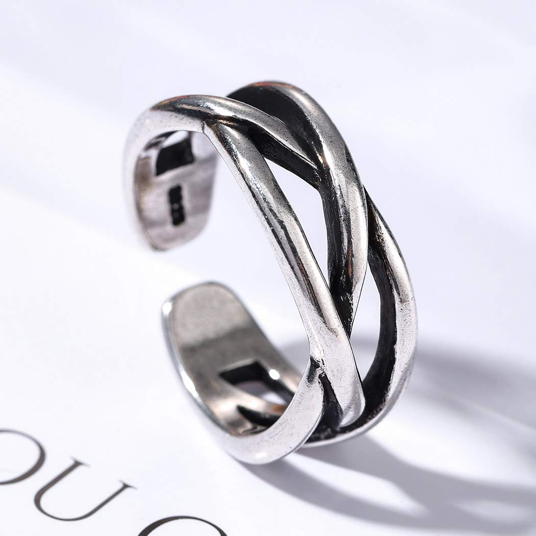 Aukmla Bague de pouce vintage en argent avec nœud celtique réglable pour femme et fille