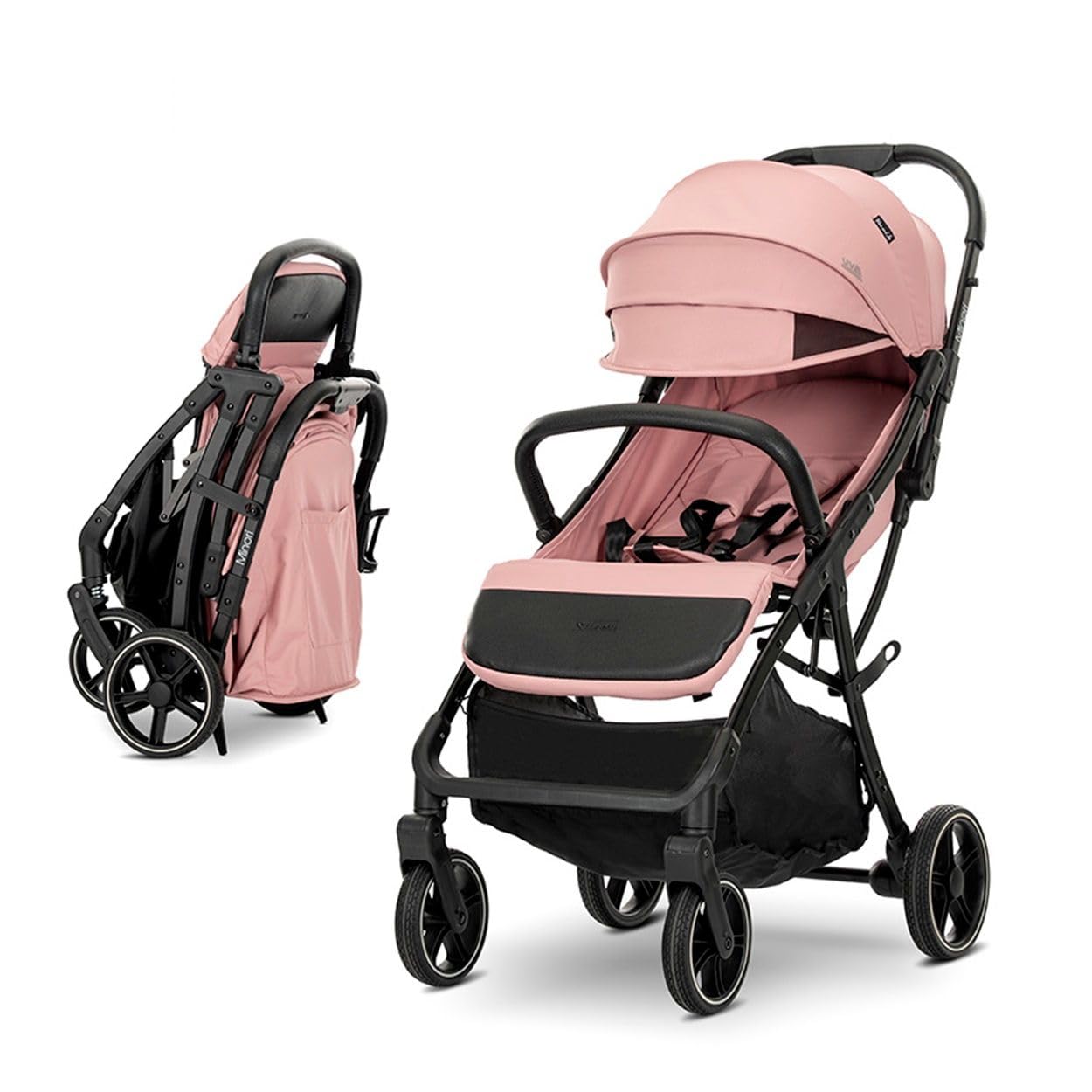 Lorelli Wózek dziecięcy Buggy Minori składany z poliuretanu, uchwyt na napoje, osłona stopy, kolor: różowy