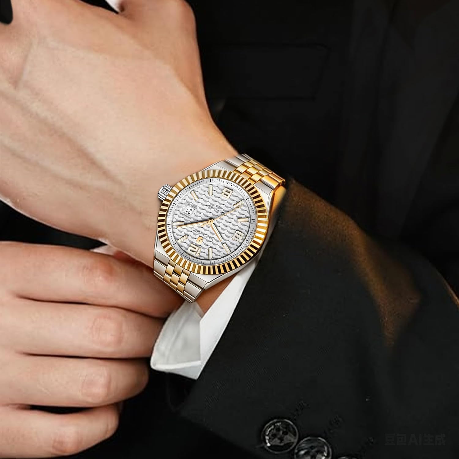 SAPPHERO Mens Watches Men’s Quartz Analog Watch Stainless Steel Bracelet with Date Window Luminous Designer 50M Water Resistant Luxury Watch for Business Work Sport Casual Dress Elegant Gifts