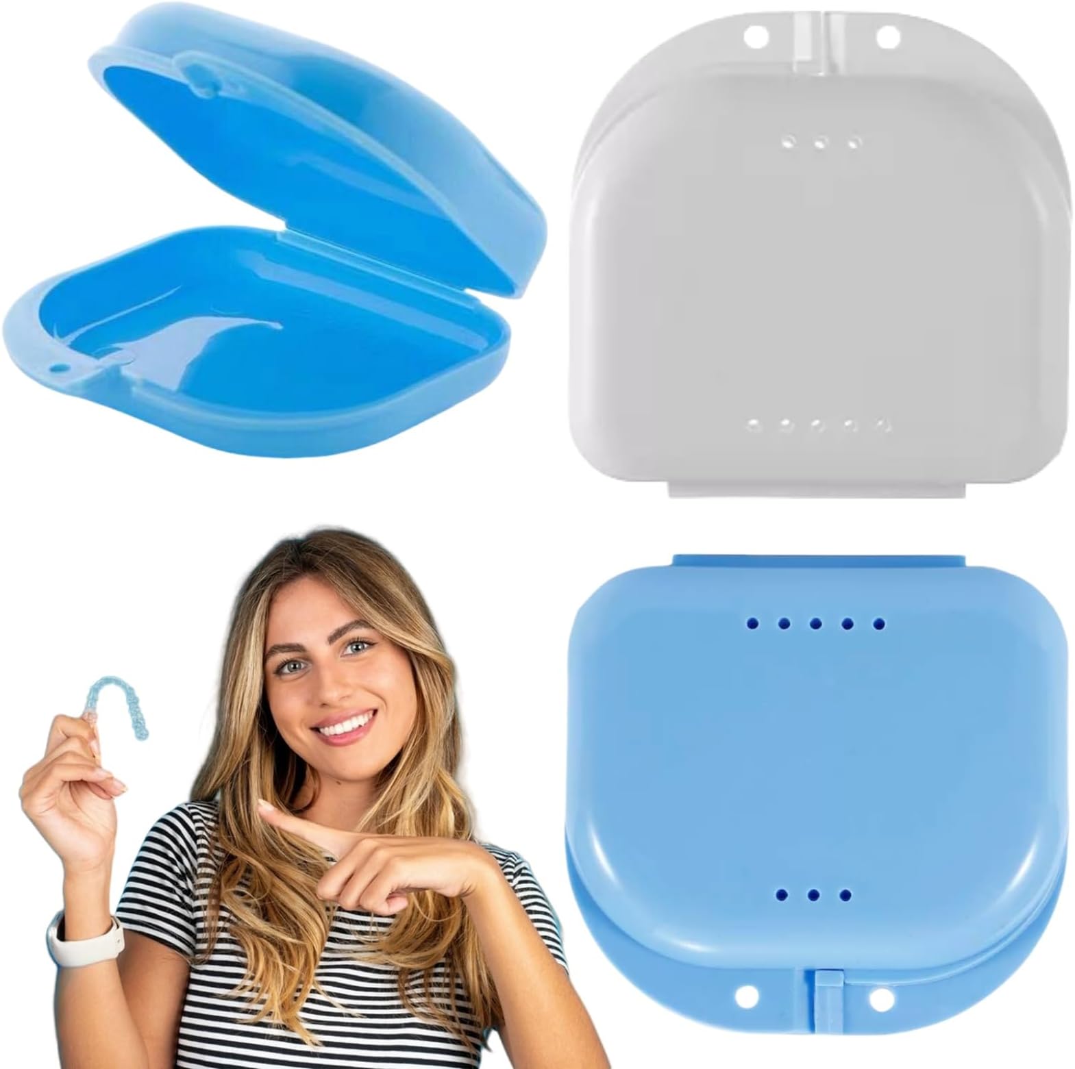 Denture Device Holder, Storage Box for Dentures, Orthodontic Storage Box, Orthodontic Case for Dentures, Tooth Frame Box, Mouth Guard for Dentures
