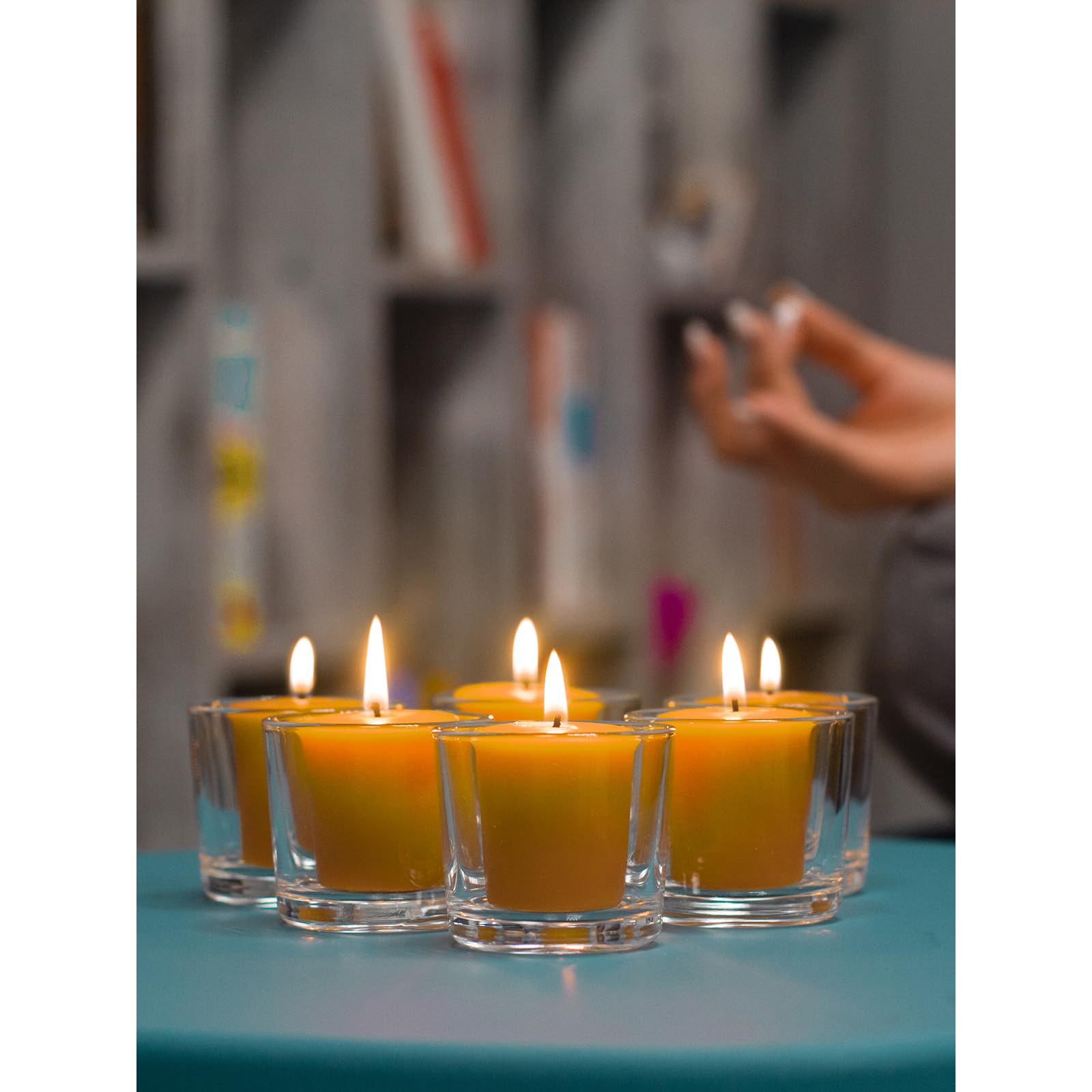 Set Candele Votive CANDWAX In Cera D'Api Naturale - 4,8 Cm, 6-10 Ore Di Combustione, Profumo Di Miele, Fatte A Mano